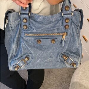 Balenciaga City Blue Leather Bag